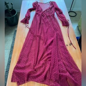 Free People Burgundy Long Sleeve Dress